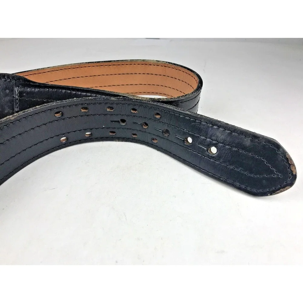 Dutyman 4011U Duty Belt Black Full‎ Grain Leather 4-Row Stitch 52.5